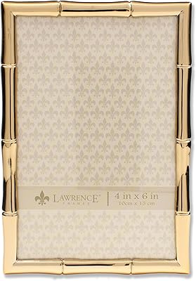 Cadre photo en métal doré lawrence frames avec motif bambou, taille 4x6