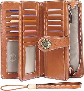 Porte-cartes de crédit en cuir véritable pour femmes, blocage rfid, grande capacité