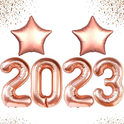 Énormes ballons et chiffres en or rose 2023 - 40 pouces | ballons