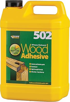 Adhésif pour bois tout usage résistant aux intempéries everbuild 502, transparent sec 5l