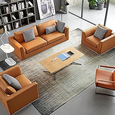 Canapé de bureau commercial 3+2+1, chaise de réunion et de négociation en cuir