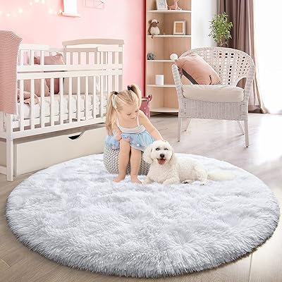 Tapis circulaire pour chambre à coucher tapis moelleux de fille et d'enfant