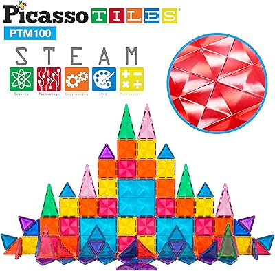 Picasso tiles ptm100 100 pièces mini diamant jouets de construction magnétiques en déplacement
