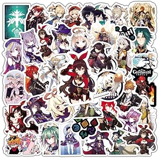 Goodrun 50pcs genshin impact anime autocollants autocollants de dessin animé mignon