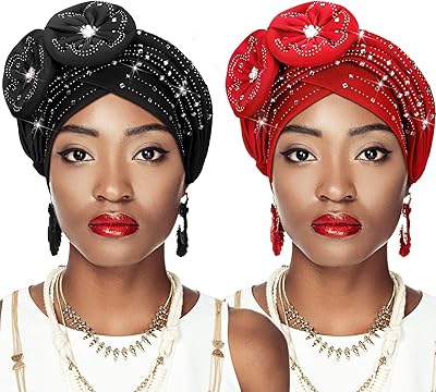 2 pièces femmes bandeau africain turban chapeaux pour noires strass turbans