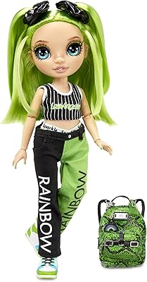 Poupée rainbow jr jade hunter verte et élégante taille 9 pouces avec accessoires