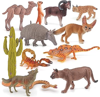 Ensemble de 12 figurines d'animaux du désert pour préadolescents - jouets réalistes