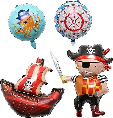 Ad-lumos 4 pièces ballons à hélium de conception de bateau de pirate d'océan