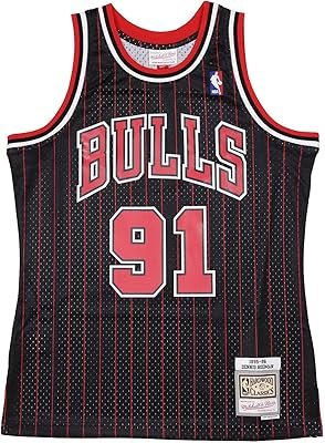 Maillot swingman chicago bulls dennis rodman 91 noir/rouge