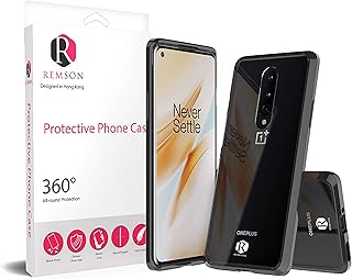 Coque arrière en silicone transparent en acrylique ramson compatible avec oneplus 8 (noir)