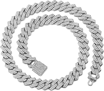 Chaîne à maillons cubains miami pour hommes, 14 mm, diamant glacé, chaîne à