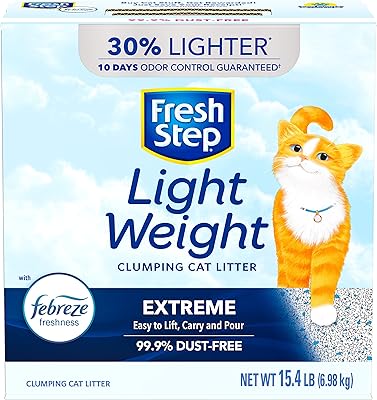 Litière agglomérante légère pour chat fresh step contrôle des odeurs avec febreze