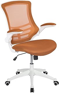Flash furniture chaise de bureau ergonomique à dossier moyen avec structure blanche