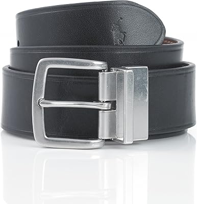 Ceinture décontractée réversible en cuir polo ralph lauren pour homme, noir/marron
