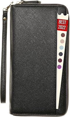 Organisateur de documents de voyage portefeuille pour passeport rfid 2 noirs
