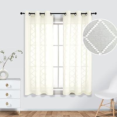 Rideaux transparents koval crème de 45 pouces de longueur pour petites fenêtres, rideaux