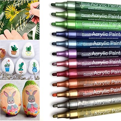 Lot de 12 stylos de peinture acrylique couleurs minérales pour pierre de roche