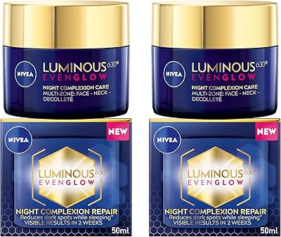 Nivea luminous even glow crème de nuit anti-taches 630 pour le visage, rajeunissement