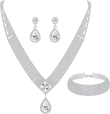 Ensemble de bijoux de mariage en cristal, pendentif en cristal simple en forme