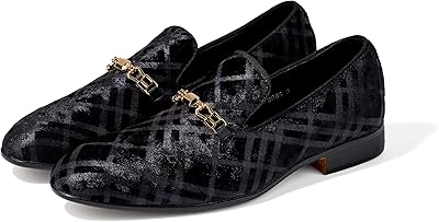 Chaussures en velours pour hommes, mocassins en velours à enfiler pour hommes - robe de mariage et d'événement, mocassins en velours - chaussures en velours à la mode vintage - avec boucle dorée élégante. Votre shopping simplifié de A à Z avec Diaytar