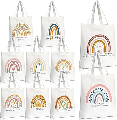 10 pièces de sacs fourre-tout en toile arc-en-ciel avec citations inspirantes, sacs de courses réutilisables en vrac, cadeaux de remerciement pour femmes. Votre marketplace de proximité digitale : Diaytar