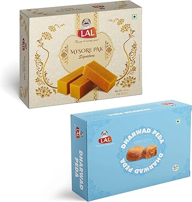Lal sweets combo pack de mysore pak signature 400g et dharwad peda 400g