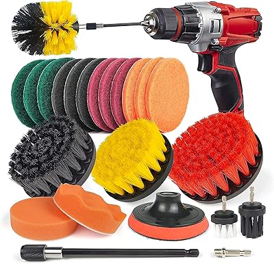 Ensemble d'accessoires de brosse de forage de 23 pièces, tampons à récurer