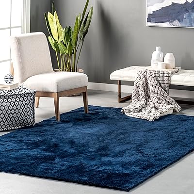 Tapis à poils longs nuloom loni solide lavable en machine carré de 4"