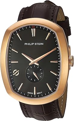 Montre moderne pour homme philip stein avec bracelet en cuir marron, modèle 22
