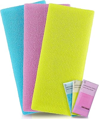 Ensemble de serviettes exfoliantes pour le dos ecv, 3 pièces, éponge nettoyante