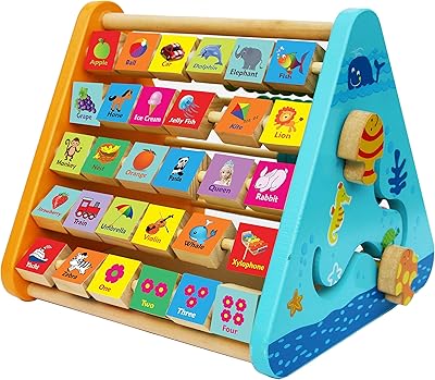 Jouets triangulaires en bois pour le centre d'activités cubes les lettres de l'alphabet