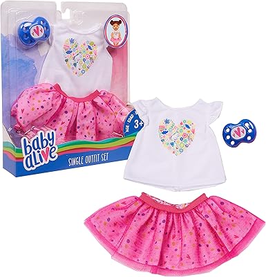 Ensemble de vêtements simples baby alive, t-shirt blanc et tutu rose, de just