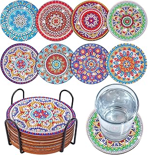 8 sous-verres de peinture diamant avec support, sous-verres mandala makentech pour travaux manuels d'art diamant pour adultes, petits outils de peinture diamant, kit d'accessoires. Commandez malin, vivez mieux avec Diaytar