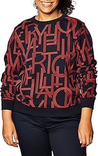 Sweat-shirt coupe classique à imprimé lettres et col ouvert pour femme de tommy