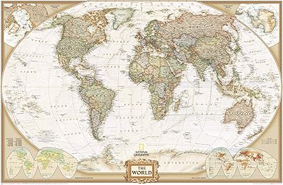 Carte murale du monde national geographic executive - style vintage - 46 x 77,52 cm - impression de qualité artistique. Diaytar : Le premier choix des acheteurs avisés