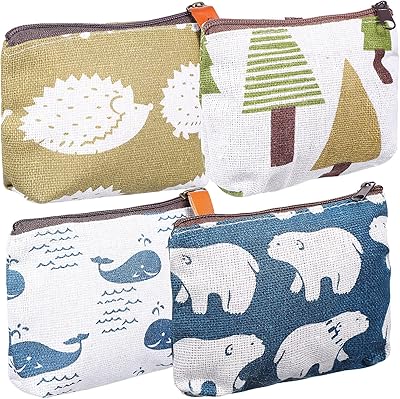 4 pièces porte-monnaie sacs en toile de dessin animé petits sacs à cosmétiques