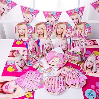 Ensemble de vaisselle jetable de 90 pièces pour fête à thème barbie