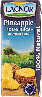 Jus d'ananas 100 % pur, sans sucre ajouté, par lacnor - 180 ml