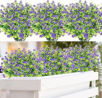 Paquet de 12 fleurs artificielles d'extérieur, fleurs artificielles dans de grandes plantes