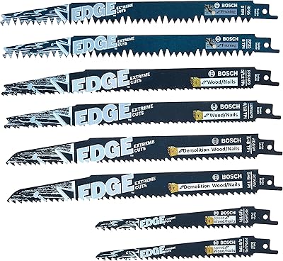 Ensemble de 8 lames de scie interchangeables pour bois bosch rpw008