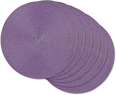 Ensemble de nappes rondes tissées classiques die pour intérieur/extérieur, 15" de diamètre, aubergine