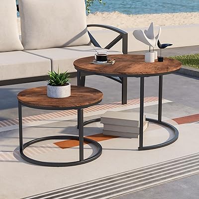 Table basse ronde gigogne boving ensemble de 2 tables d'appoint de ferme