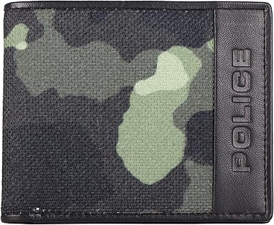 Portefeuille en cuir vert et noir pour homme (pt038), vert armée/noir, décontracté