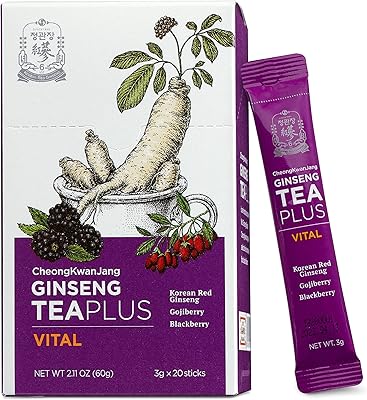 Thé au ginseng plus vital avec extrait 100 % de ginseng rouge coréen