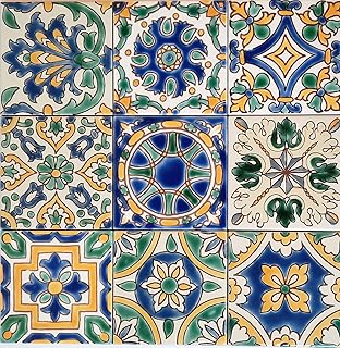 Ensemble de 9 pièces de carreaux de céramique décoratifs peints à la main