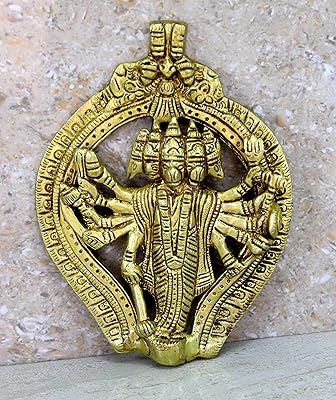 Statue murale à suspendre panchmukhi hanuman en laiton anjaneya pavan putra bajranpally maruti