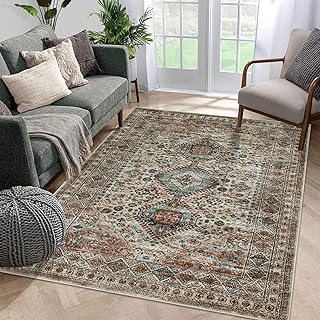 Tapis boho lavable en machine rajsreal tapis classique pour salon antidérapant