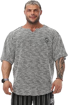 T-shirt surdimensionné pour hommes, musculation, levage, cardio, haut en tissu tissé épais, t-shirt