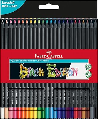 Faber-castell ensemble de 24 crayons de couleur, black edition