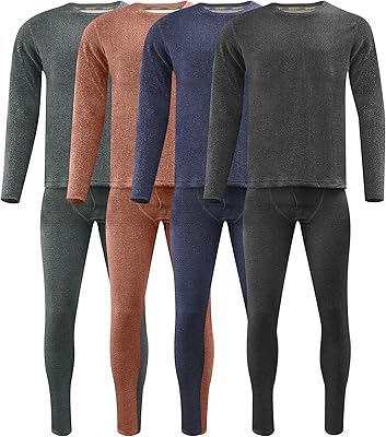 Ensemble de sous-vêtements thermiques pour hommes 4 pièces hiver chaud doux
